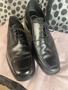 Bostonian Men's Oxfords Apron Toe Black Leather Shoes 12 M Excellent Condition